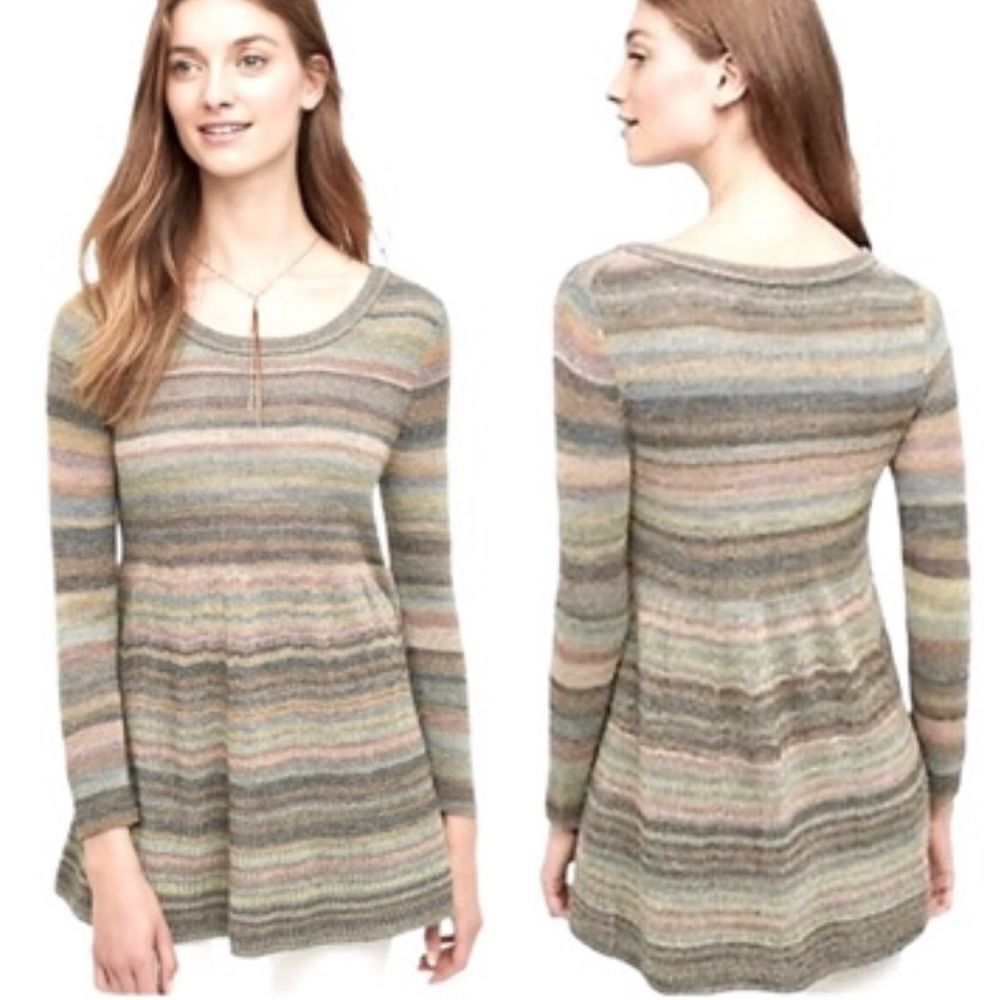 Anthro Moth striped space dye long sleeved sweater
